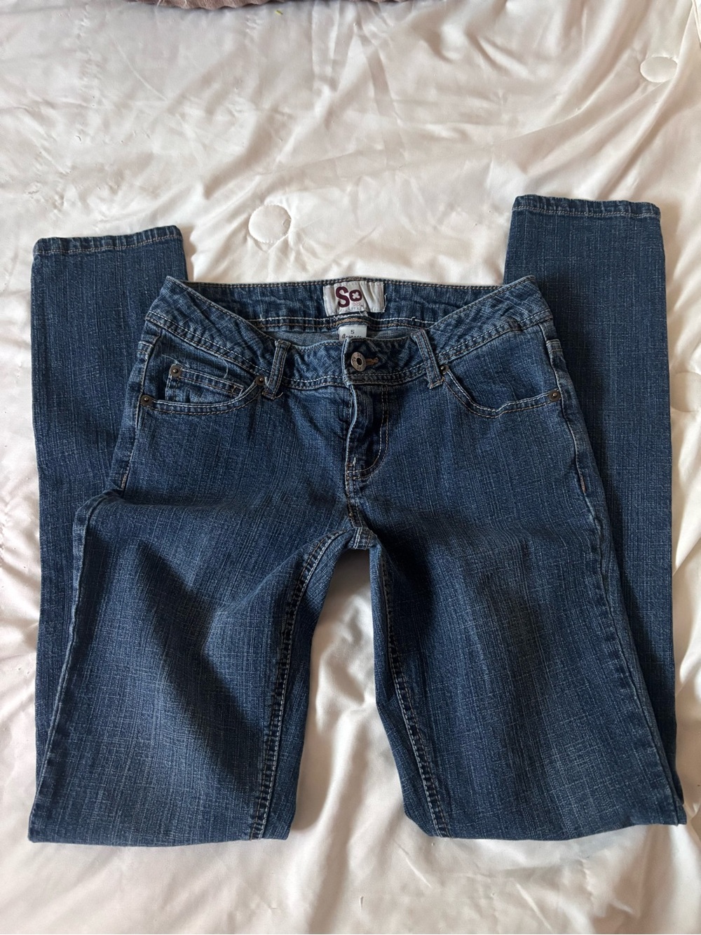 SO Women's Dark Indigo Straight-Leg Jeans
